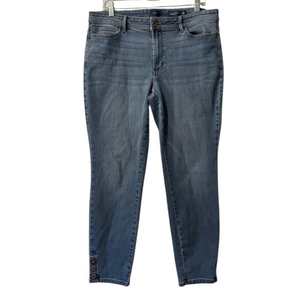 J Jill Jeans Size 12 Authentic Fit Blue Slim Ankle Denim Stretch Preppy Modern - Picture 1 of 16